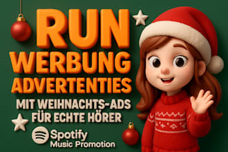 run german , dutch spotify music promotion with christmas ads for real listeners