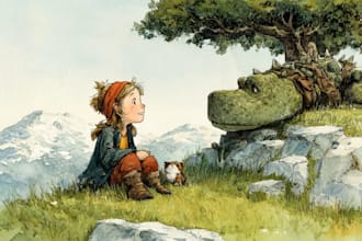 do children story book illustration watercolor kids book illustration