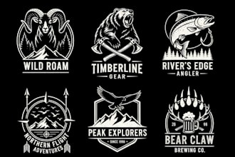 design modern outdoors, mountain hiking, hunting, fishing or business logo