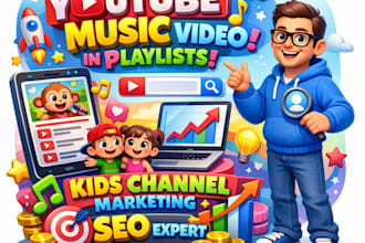 promote kids youtube music video in playlists, kids channel marketing  seo exper