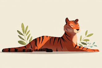 create simple flat realistic vector animal illustrations
