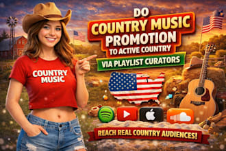 do country music promotion to active country via playlist curators