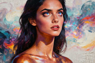 make luxury digital oil portrait for wall decor