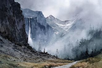 draw a watercolor landscape illustration