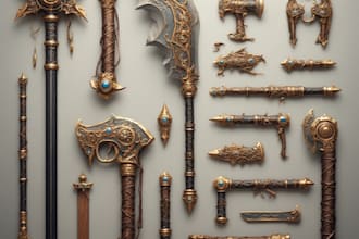 design creative concept art of weapons and items