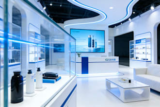 design a professional exhibition booth or trade show stand in 3d