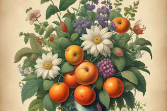 make a beautiful vintage botanical illustration poster