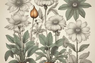 draw botanical illustrations in vintage herbarium style