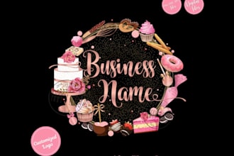 design cake, desserts, cookie, candy, bakery logo