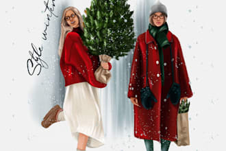 create winter illustration for social media or cards