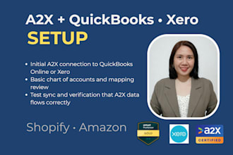 set up a2x with quickbooks or xero for amazon and shopify