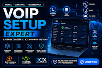 install, confiqure and troubleshoot asterisk freepbx 3cx voip pbx systems