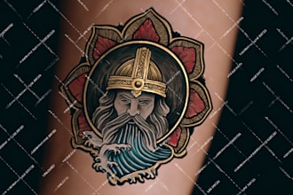 do unique nordic vikings style tattoo design for you
