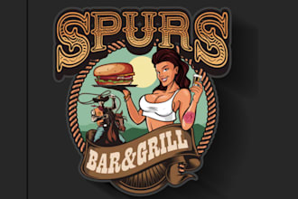 draw cowboy western vintage for logo and t shirt