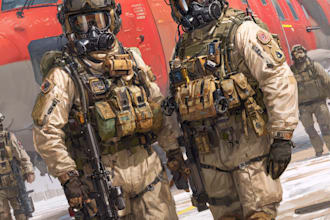 design an realistic military, war, or sci fi illustration