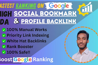 do 150 profile backlinks, 100 bookmarks link building for google top ranking