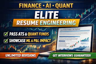 engineer a finance machine learning resume for quant, ai n fintech roles
