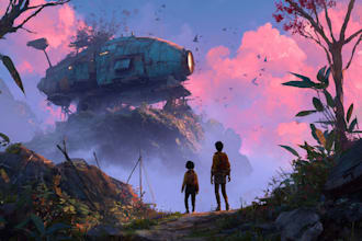 create a fantasy background and landscape ai