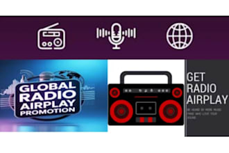 play song on 10 radio stations in 10 different countries for global exposure