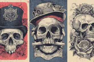 create any design in old school tattoo style