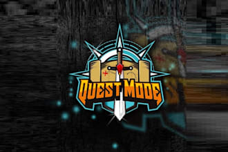 create a new powerful e sports and game logo with quest mode
