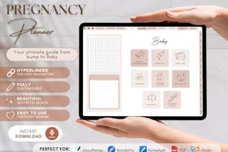 design pregnancy digital planner templates, custom journals