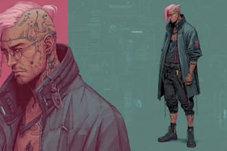 illustrate you as a cyberpunk style character