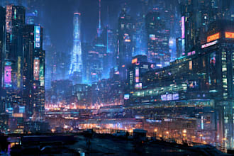create illustration of futuristic cyberpunk city