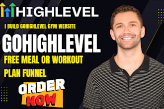 build gohighlevel gym website, free meal or workout plan funnel