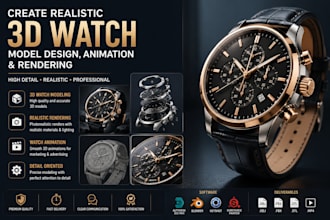 create realistic 3d watch model design wristwatch animation 3d watch rendering