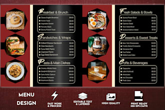 design custom menu design for your restaurant