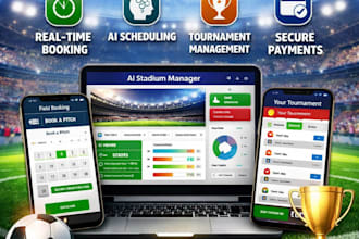 build soccer field booking app, ai stadium booking app, tournament website
