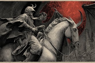 draw dark art illustration with engraving style