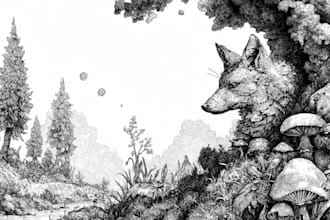 draw detailed black and white illustration