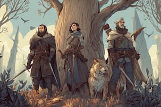 make dnd party and dnd character commission art