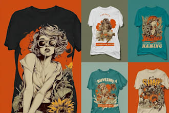 draw vintage retro t shirt clothing illustration design
