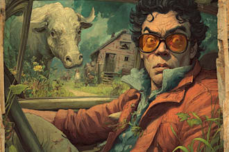 create a 70s 80s horror illustration
