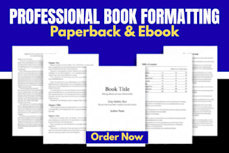 do book formatting, kindle ebook format, book layout design, paper back format