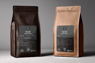 design premium coffee labels, pouch, bags, product packaging