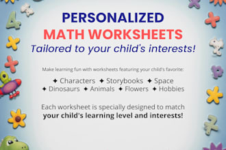 design personalised maths worksheet for your child