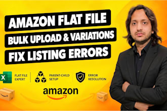 do amazon flat file product listing parent child variation bulk upload