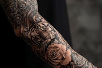 make your sleeve tattoo, tribal tattoo, realistic tattoo,