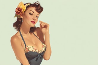 draw a beautiful cartoon pin up girl