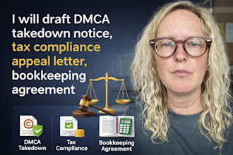 draft dmca takedown notice tax compliance appeal letter, bookkeeping agreement