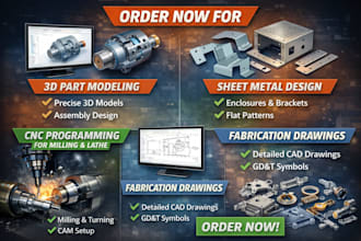 do 3d part modeling, sheet metal design and assemblies using PTC creo
