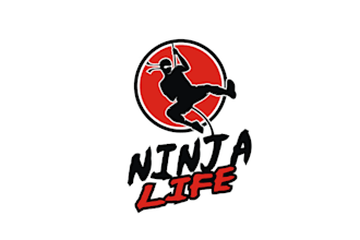 do gorgeous gym fitness logo of a ninja on warrior obstacle