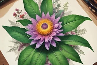 draw an unique botanical illustration