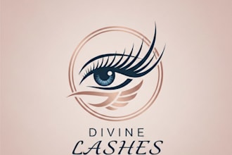 design a glamorous and elegant eyelash logo for your brand