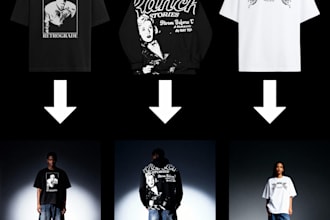 design streetwear mockups and make photoshoot pictures