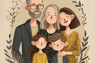 custom watercolor family portrait from photo